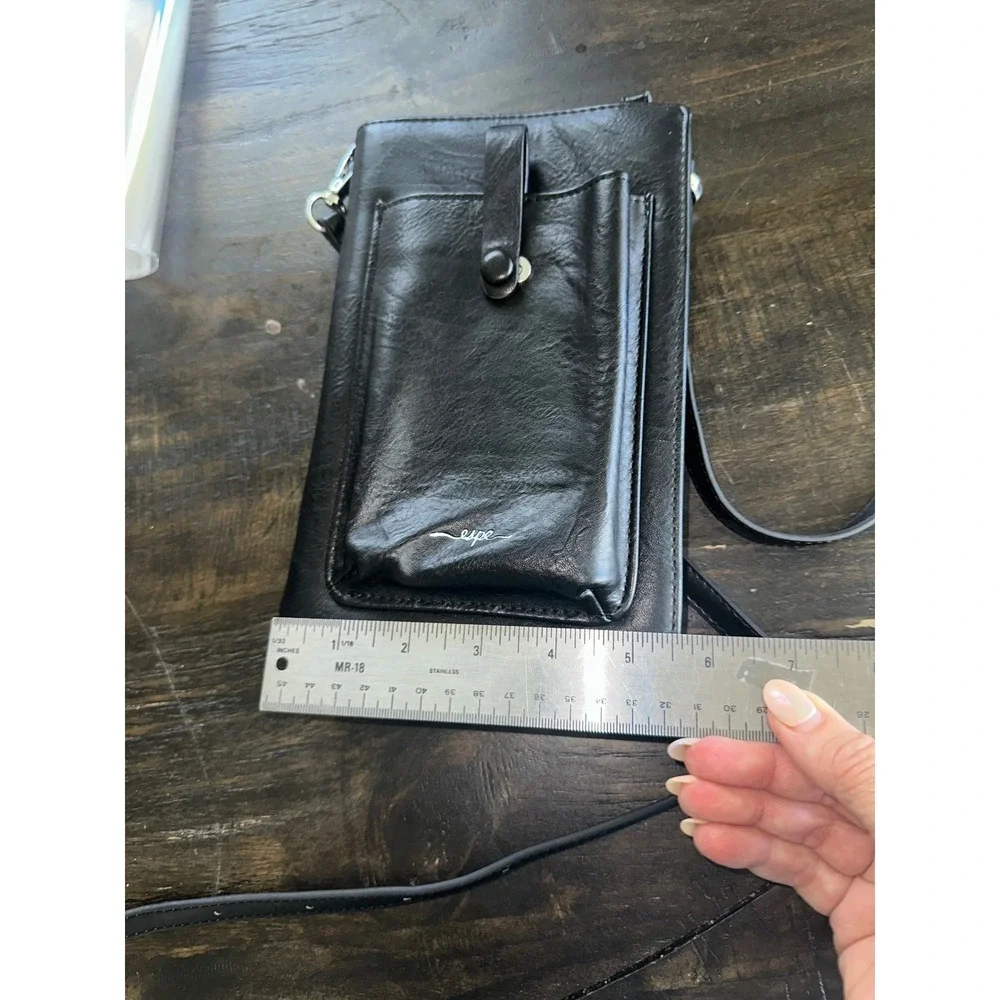 Espe Black Vegan Leather RFID Crossbody Phone Bag Wallet Purse NWOT
